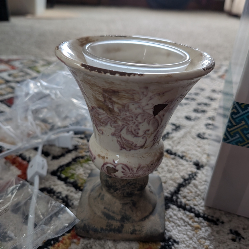 Scentsy Cream and Brown Ceramic Candle Holder